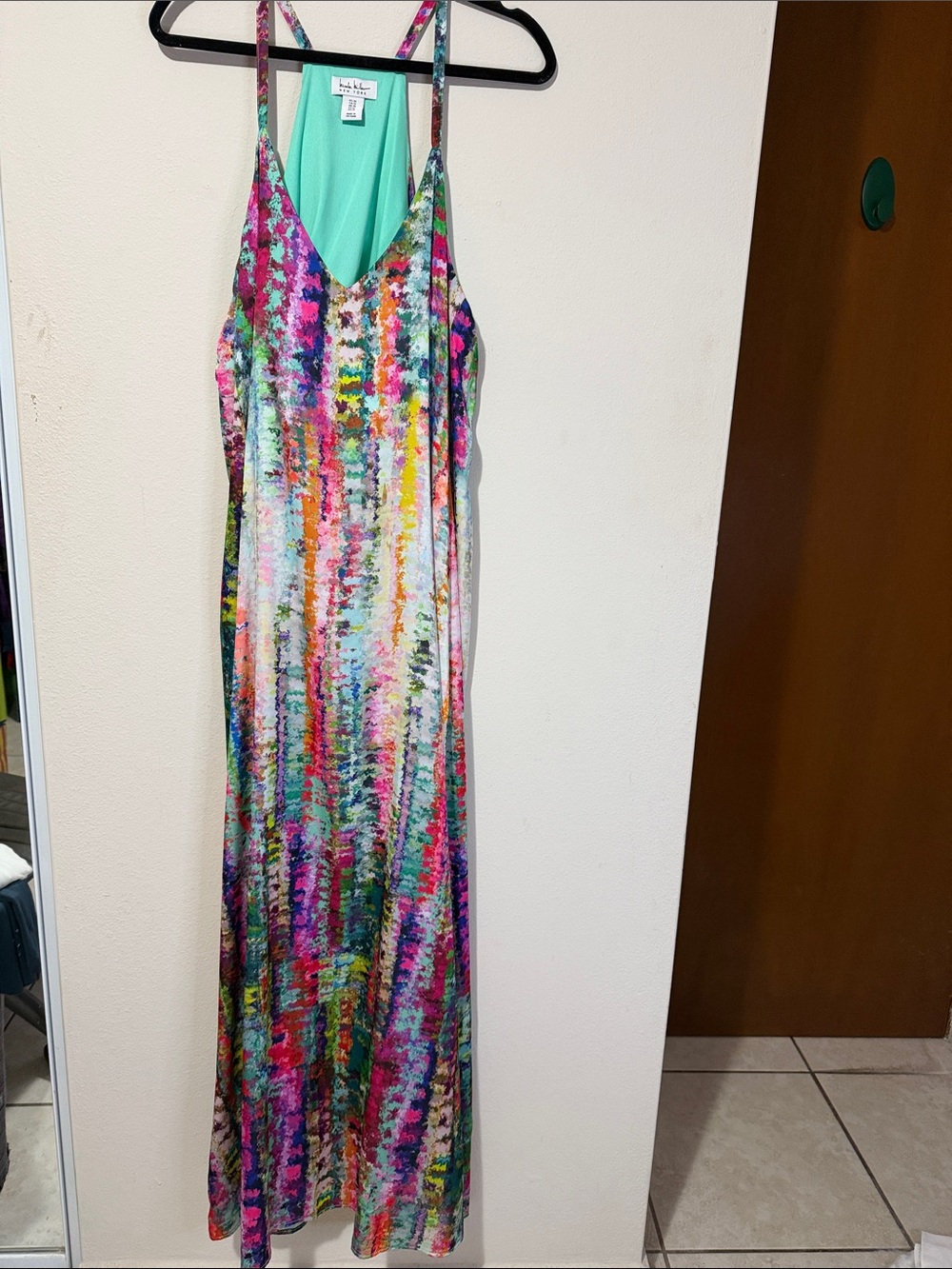 Nicole Miller Silk Multi-Color Strappy Maxi Dress - Vibrant Print